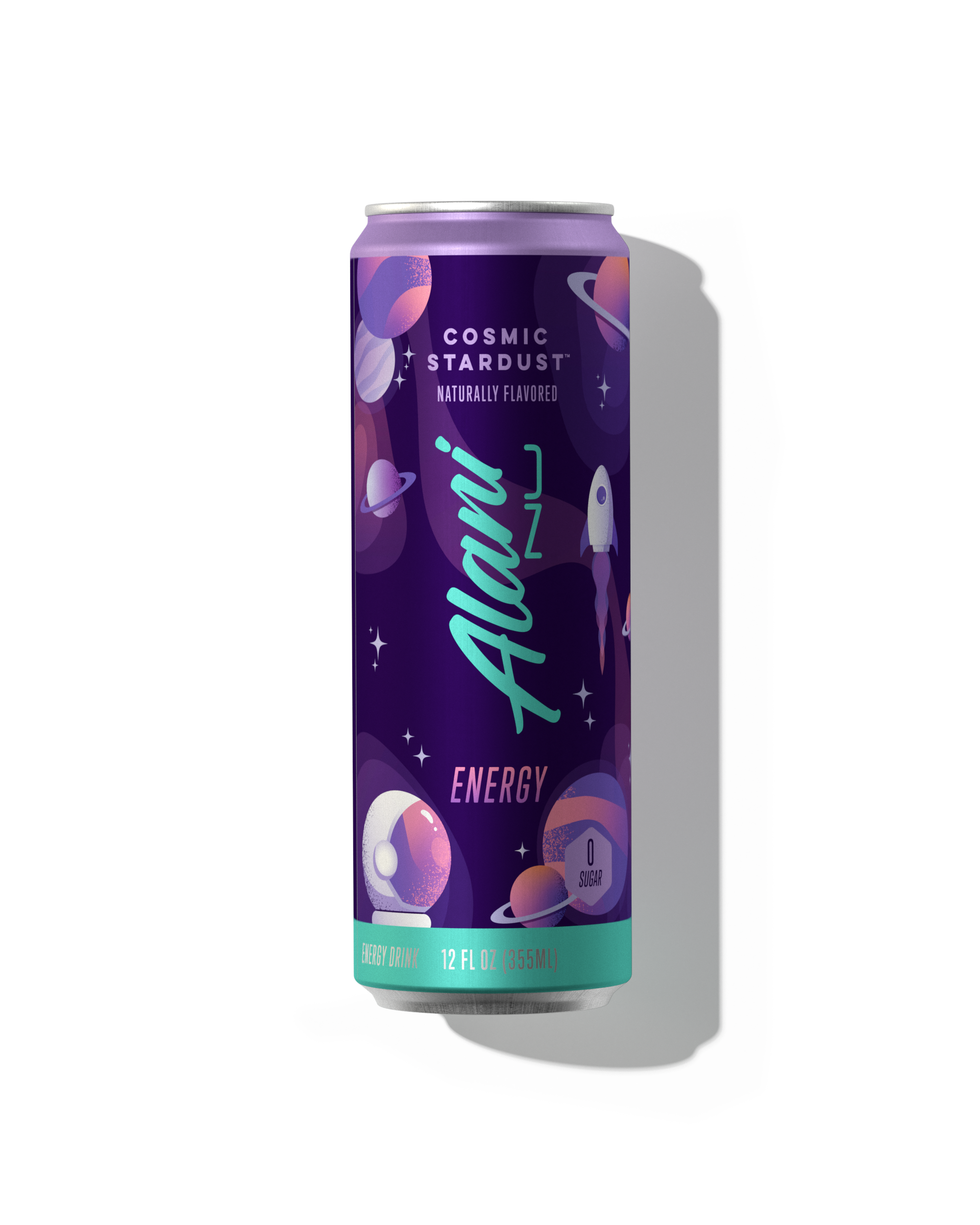 A 12 fl oz can of Energy Drink in Cosmic Stardust flavor.